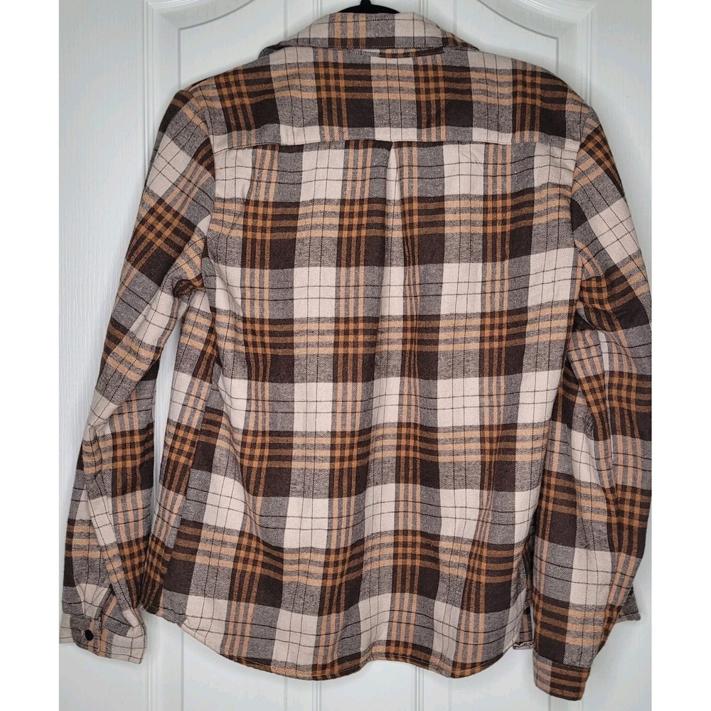 Miss Sparkling Women's Plaid Sherpa Lined Button Jacket XL Brown Beige Orange - Picture 2 of 7